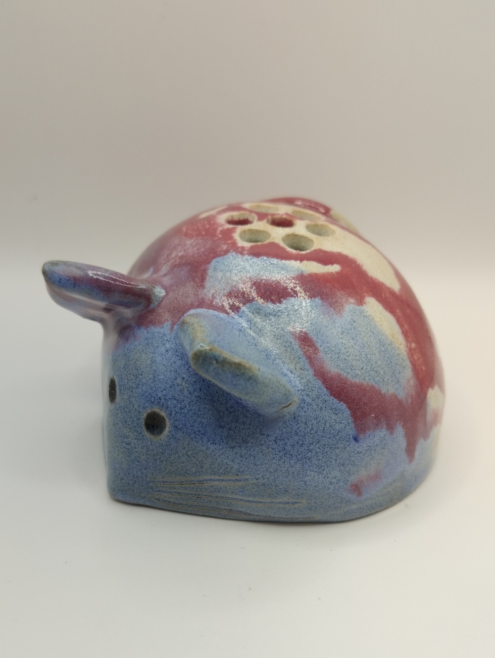 Vintage Studio Pottery Mouse - Popurrí Holder Or Flower Frog. Signed